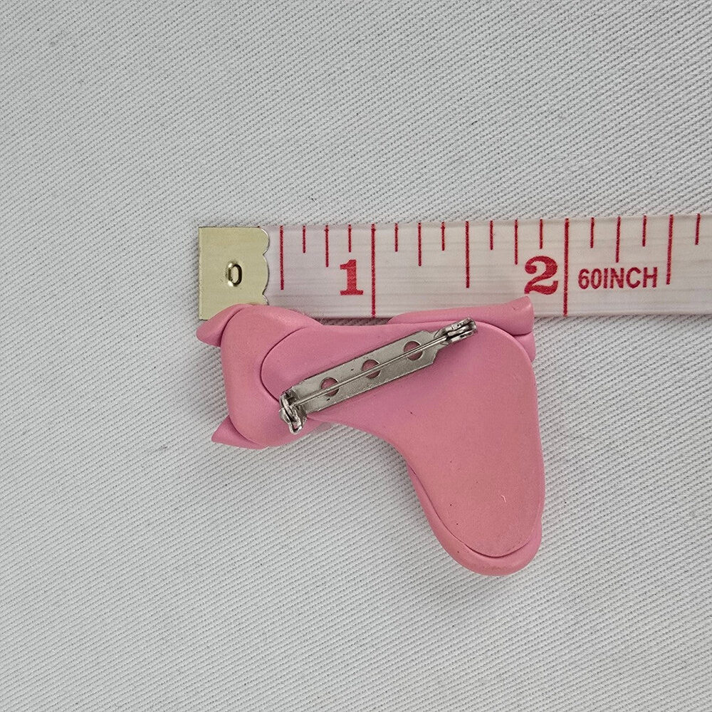 Vintage Pink Cat Brooch Whimsical Kitschy Kitty Pin - Picture 3 of 3